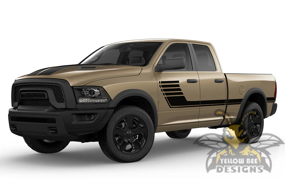 Door Hockey Stripes Graphics Vinyl Decals Compatible with Dodge Ram 1500 Quad Cab - Image 2