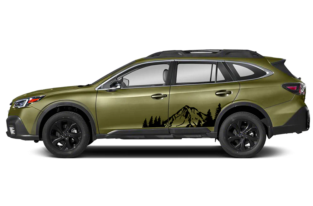 Door Mountains Trees Graphics Vinyl Decals Compatible with Subaru Outback