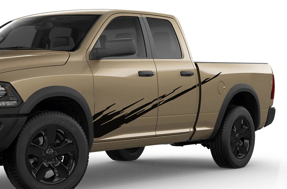 Door Splash Graphics Kit Vinyl Decals Compatible with Dodge Ram 1500 Quad Cab