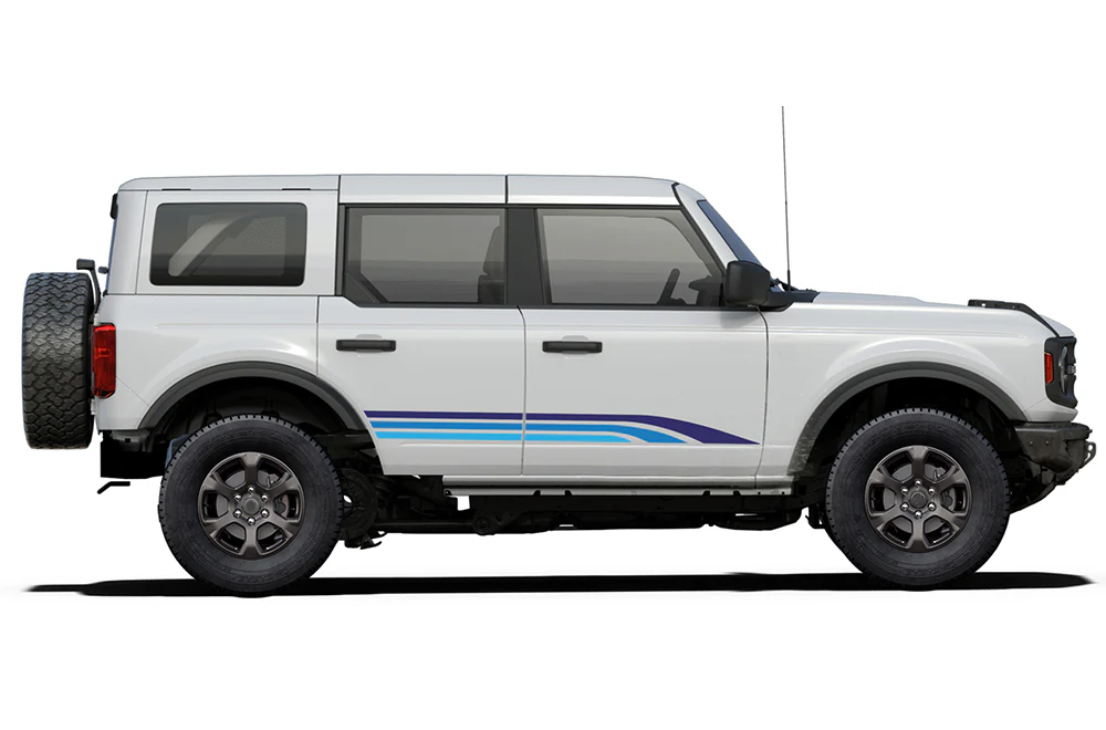 Door Triple Stripes Blue Retro Graphics Decals Compatible with Ford Bronco