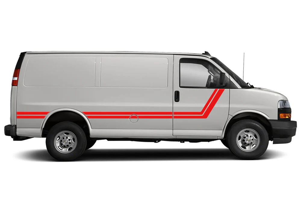 Double Center Stripes Graphics Vinyl Decals Compatible with Chevrolet Express - Image 2