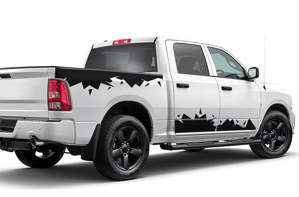 Double Crack Graphics Vinyl Decals Compatible with Dodge Ram Crew Cab 1500