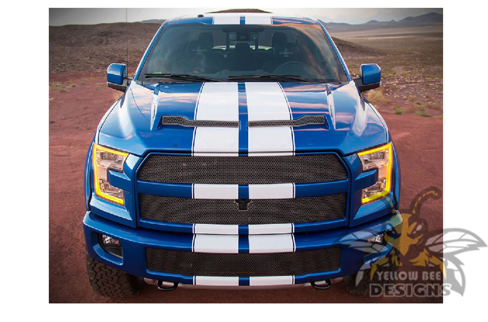 Double Front To Back Rally Stripes Graphics Vinyl Decals Compatible with Ford F-150 Shelby - Image 3