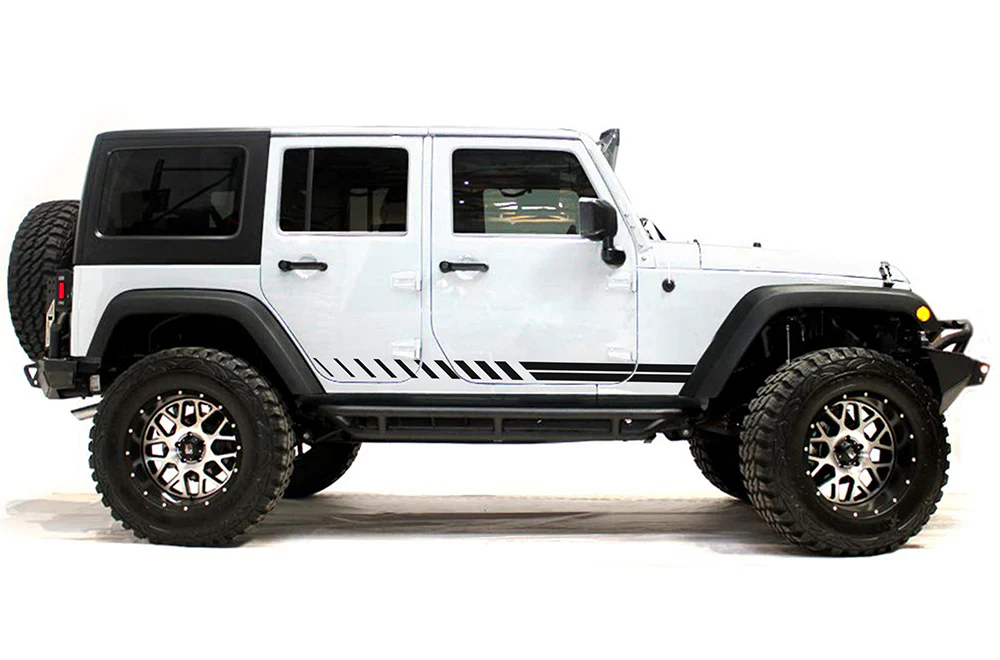 Double Hash Stripes Graphics Vinyl Decal Compatible with Jeep JK Wrangler 2007-2018
