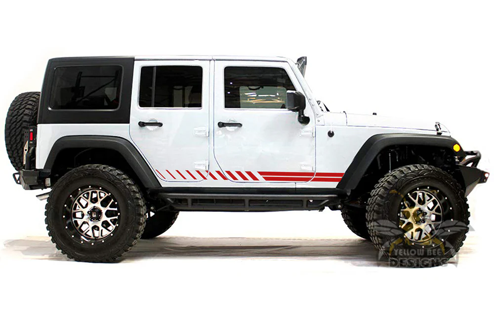 Double Hash Stripes Graphics Vinyl Decal Compatible with Jeep JK Wrangler 2007-2018 - Image 2