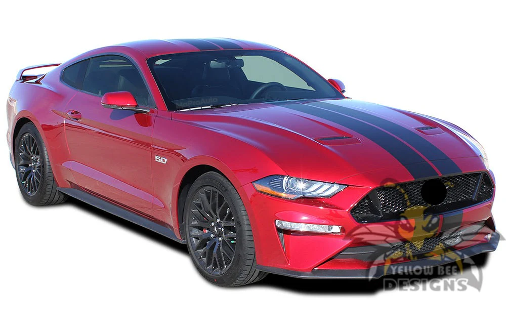 Double Line Stripes Decals Graphics Vinyl Decals Compatible with Ford Mustang - Image 2