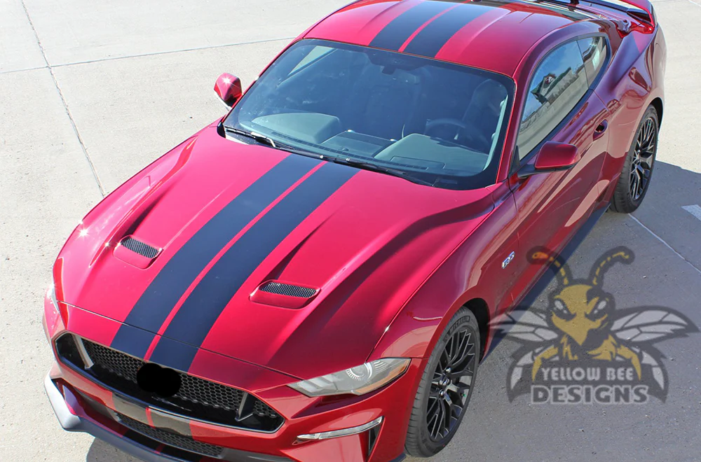 Double Line Stripes Decals Graphics Vinyl Decals Compatible with Ford Mustang - Image 3