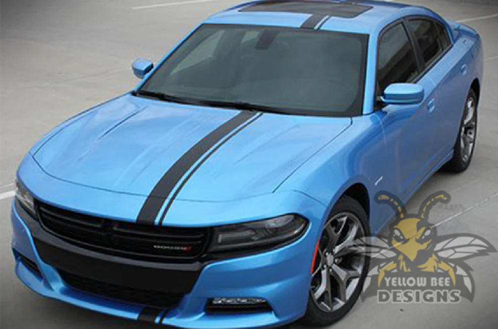 Double Racing Full Stripes Graphics Vinyl Decal Compatible with Dodge Charger - Image 2