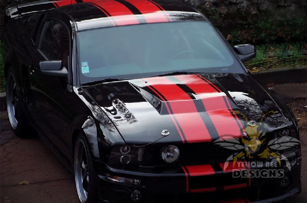Double Rally Stripes Decals Graphics Vinyl Decals Compatible with Ford Mustang - Image 2