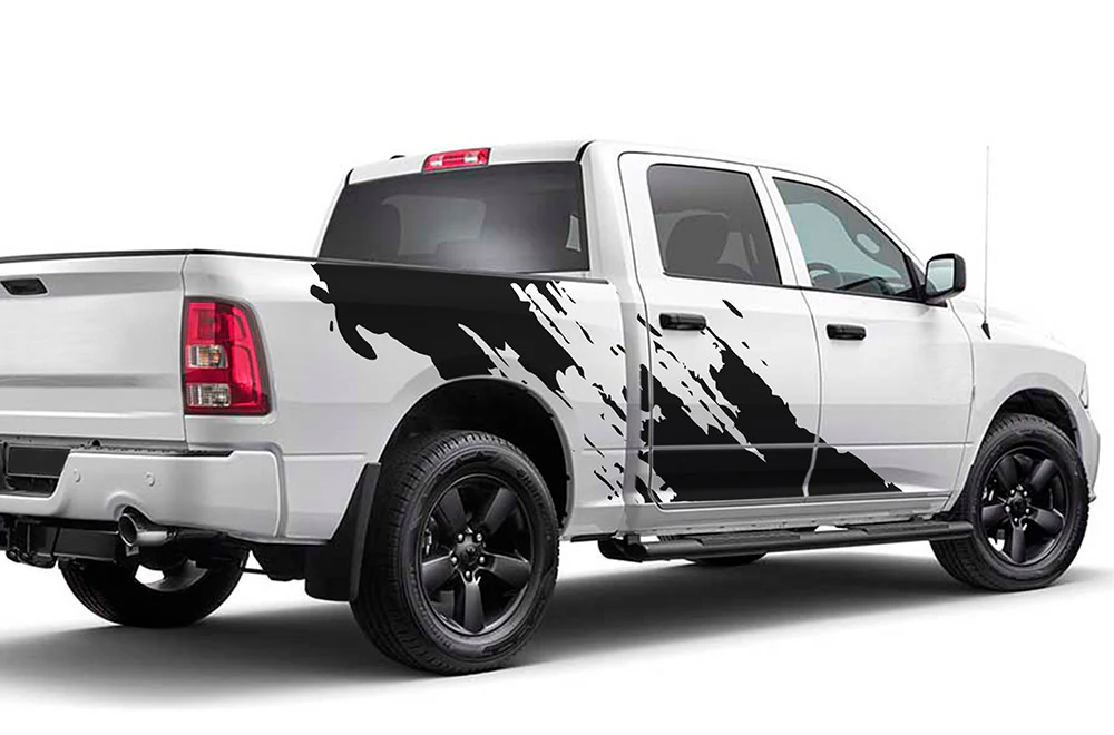 Double Splash Graphics Vinyl Decals Compatible with Dodge Ram Crew Cab 1500