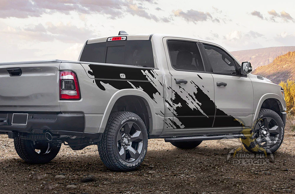 Double Splash Graphics Vinyl Decals Compatible with Dodge Ram Crew Cab 1500 - Image 2
