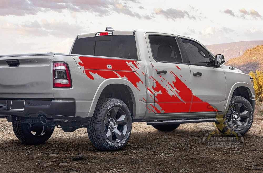 Double Splash Graphics Vinyl Decals Compatible with Dodge Ram Crew Cab 1500 - Image 3