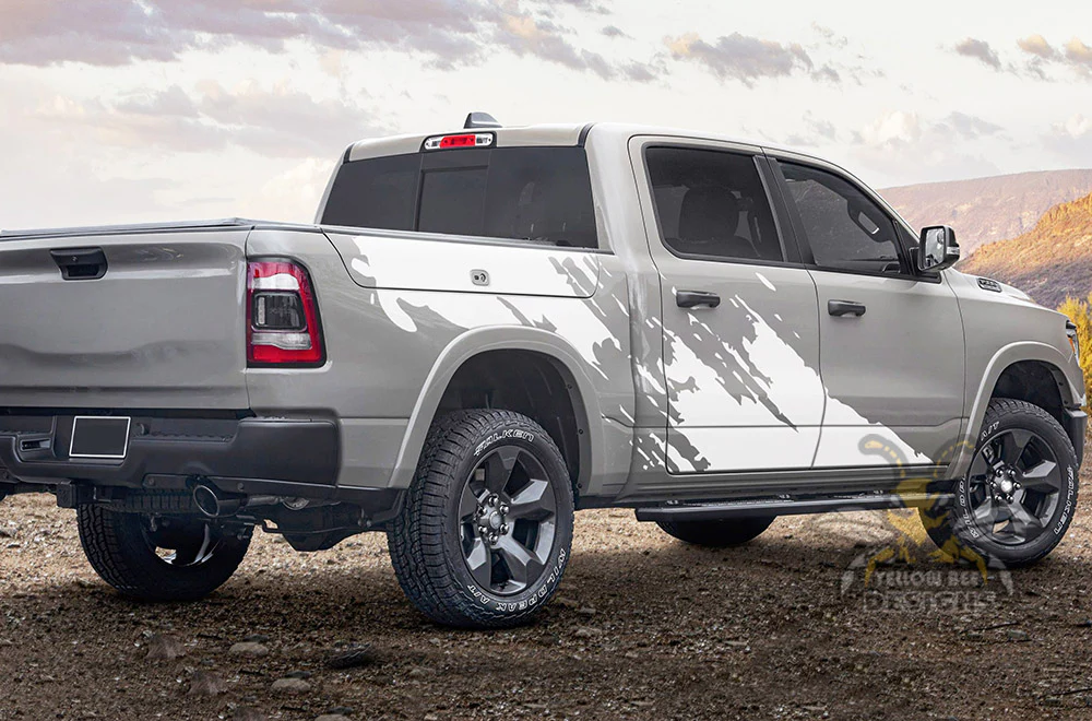 Double Splash Graphics Vinyl Decals Compatible with Dodge Ram Crew Cab 1500 - Image 4