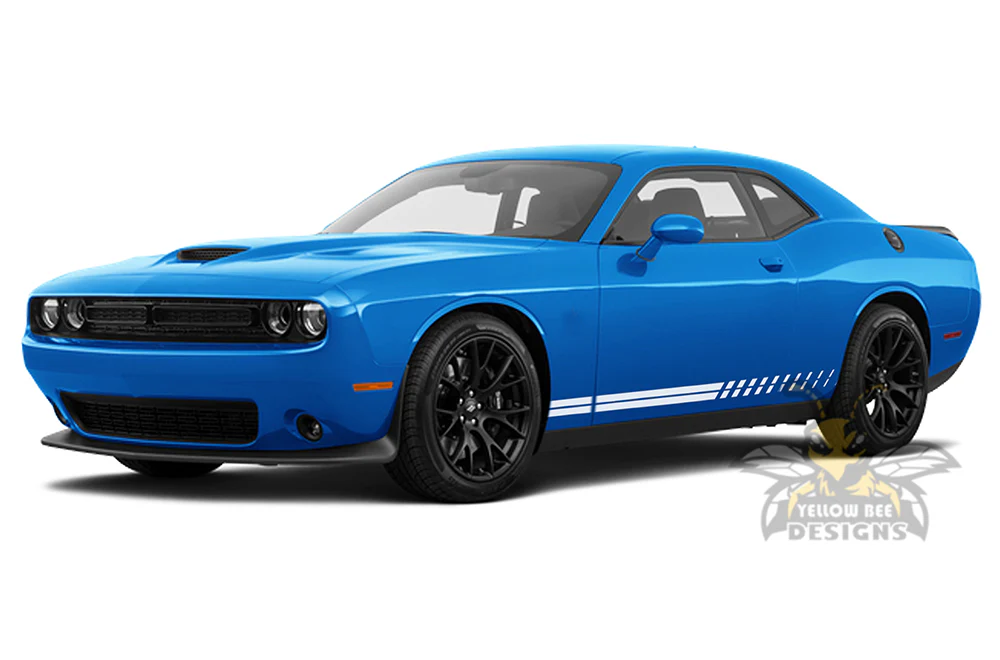 Double Thin Doors Side Stripes Graphics Vinyl Decal Compatible with Dodge Challenger - Image 2