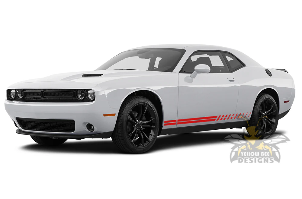 Double Thin Doors Side Stripes Graphics Vinyl Decal Compatible with Dodge Challenger - Image 3