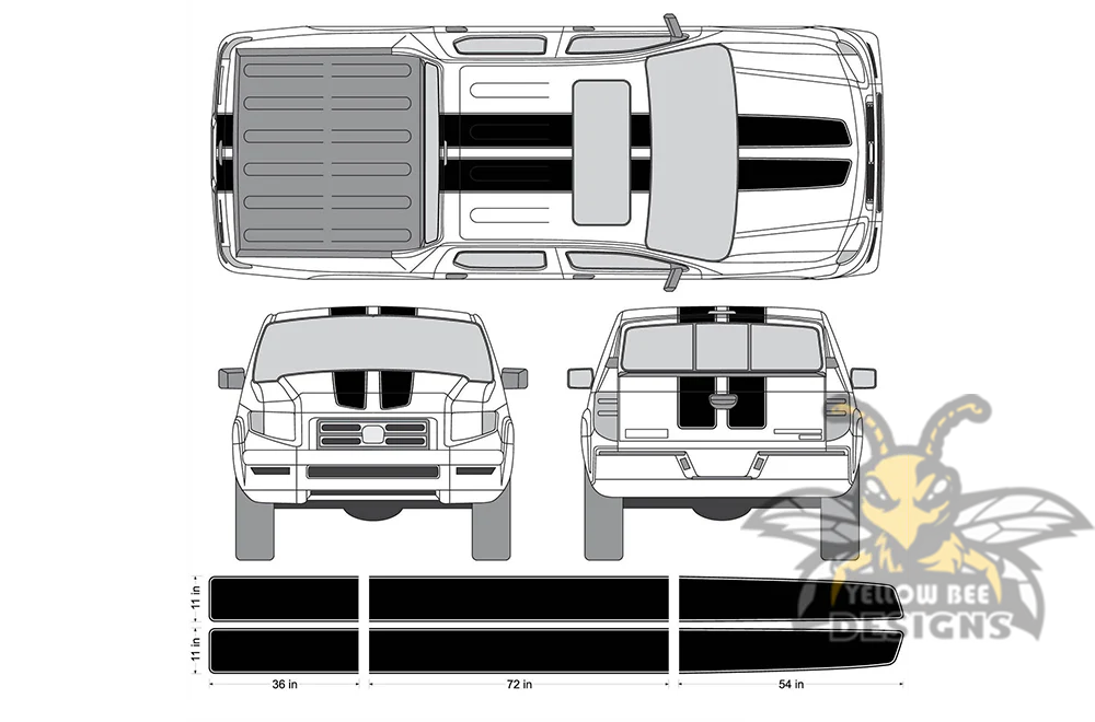 Dual Full Stripes Graphics Vinyl Decals Compatible with Honda Ridgeline - Image 2