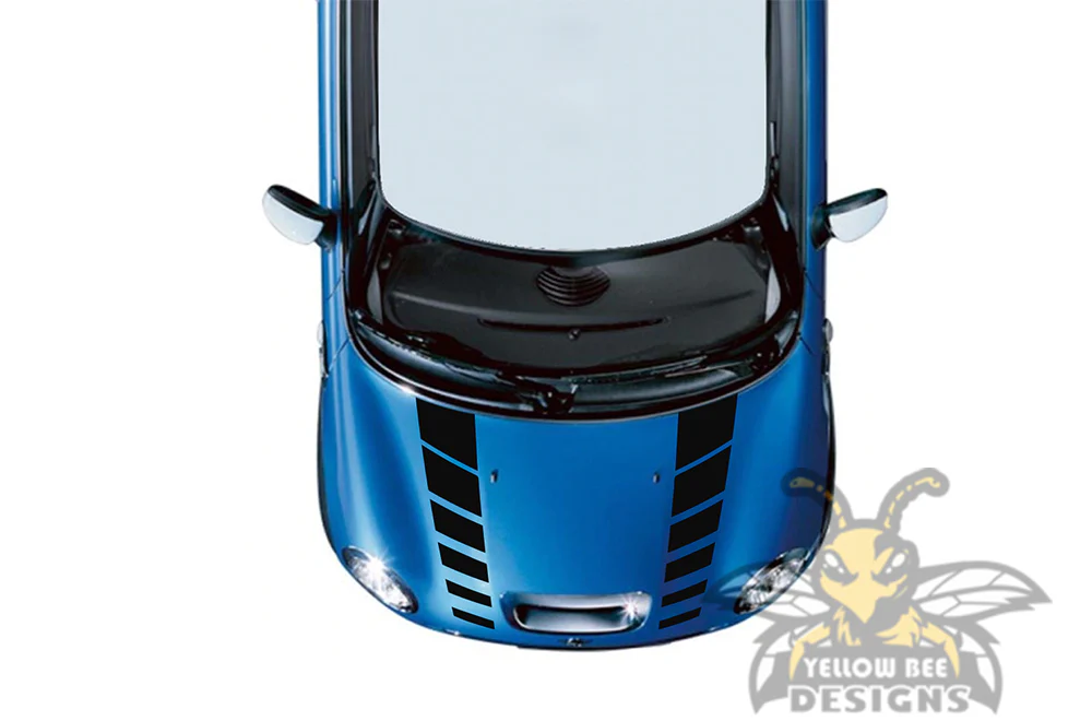 Dual Hash Hood Stripes Graphics Vinyl Decal Compatible with Mini Cooper - Image 2