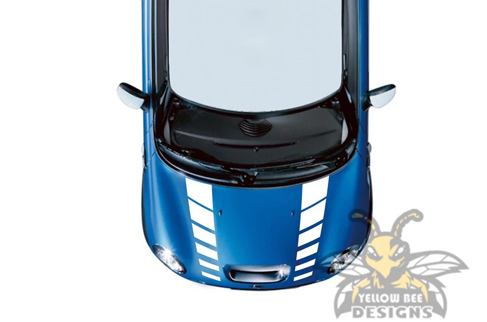 Dual Hash Hood Stripes Graphics Vinyl Decal Compatible with Mini Cooper - Image 3
