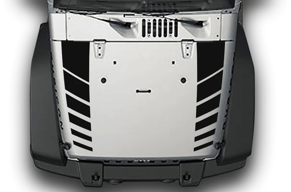 Dual Line Hood Graphics Vinyl Decals Compatible with Jeep JK Wrangler 2007-2018