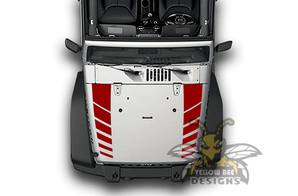 Dual Line Hood Graphics Vinyl Decals Compatible with Jeep JK Wrangler 2007-2018 - Image 3