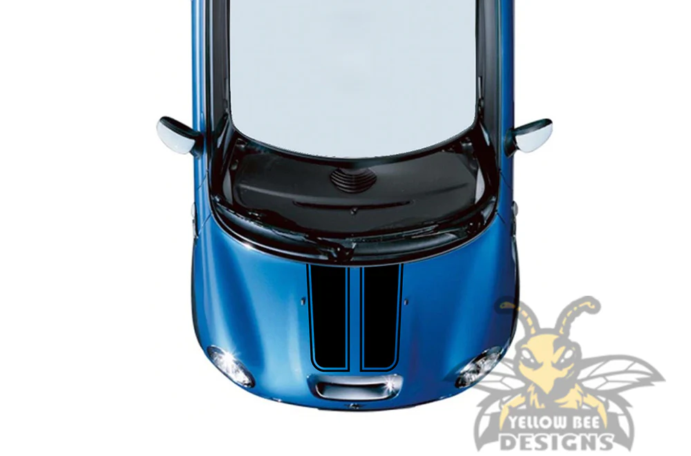 Dual Line Out Hood Stripes Graphics Vinyl Decal Compatible with Mini Cooper - Image 2