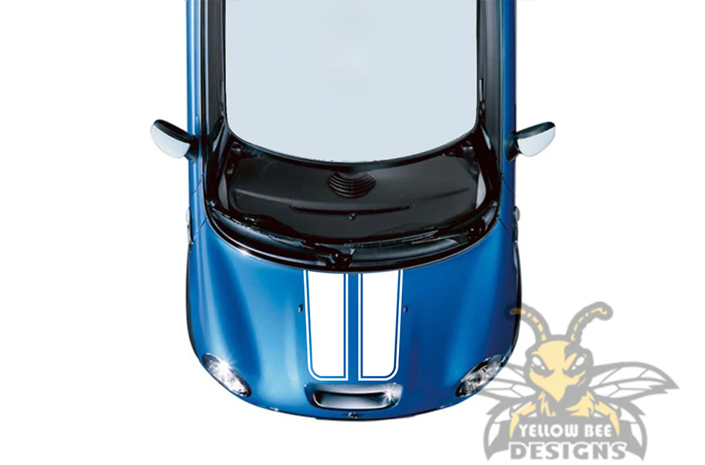 Dual Line Out Hood Stripes Graphics Vinyl Decal Compatible with Mini Cooper - Image 3