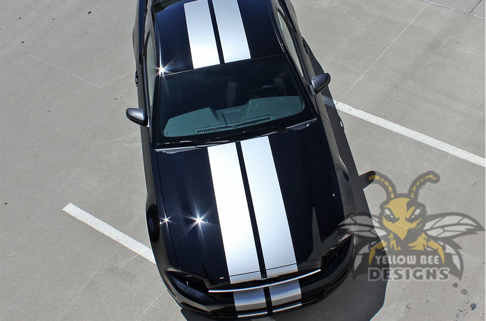 Dual Line Stripes Decals Graphics Vinyl Decals Compatible with Ford Mustang - Image 2