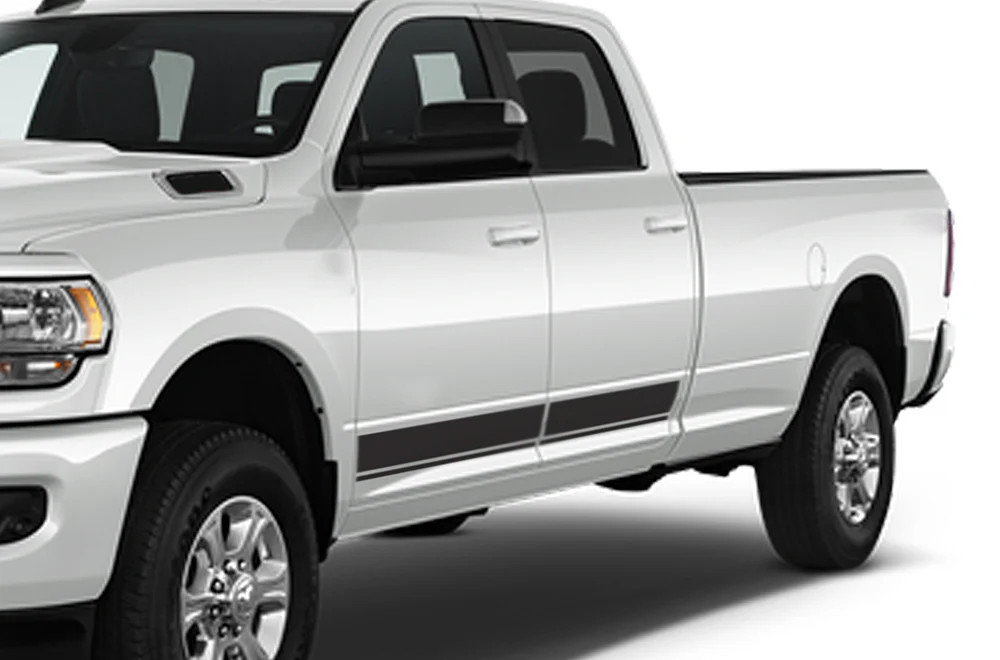 Dual Line Stripes Graphics Vinyl Decals Compatible with Dodge Ram Crew Cab 3500 Bed 8”