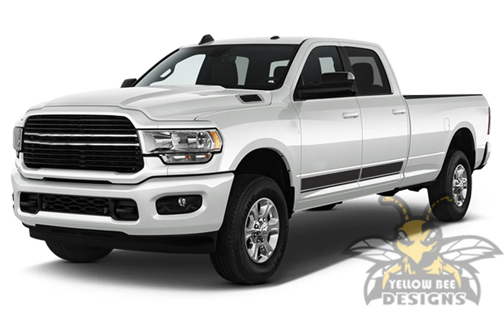 Dual Line Stripes Graphics Vinyl Decals Compatible with Dodge Ram Crew Cab 3500 Bed 8” - Image 2