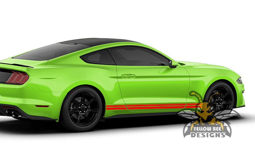 Dual Solid Belt Lines Rocker Stripes Graphics Vinyl Decals Compatible with Ford Mustang - Image 3