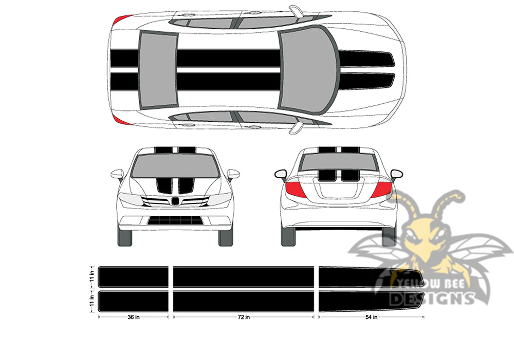 Dual Stripes Decals Graphics Vinyl Compatible with Honda Accord - Image 3