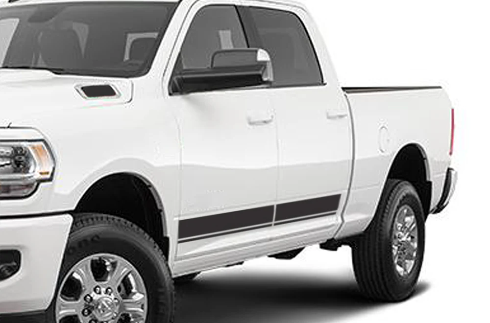 Dual Stripes Graphics Vinyl Decal Compatible with Dodge Ram Crew Cab 3500 Bed 6'4”