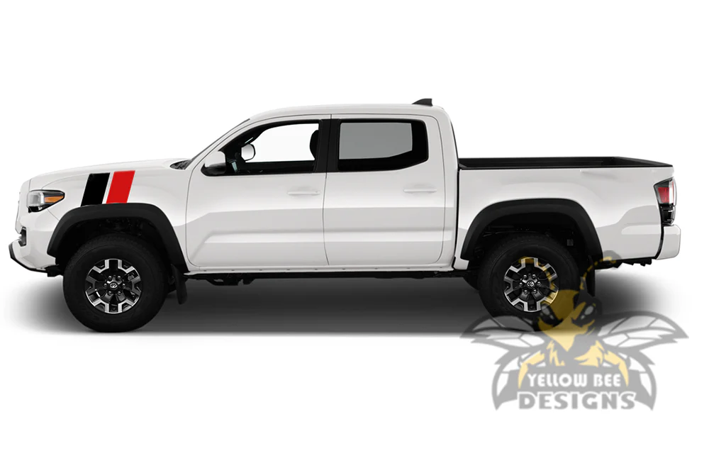 Fender Racing Dual retro vintage stripes (Black, Red) Compatible with Toyota Tacoma - Image 2