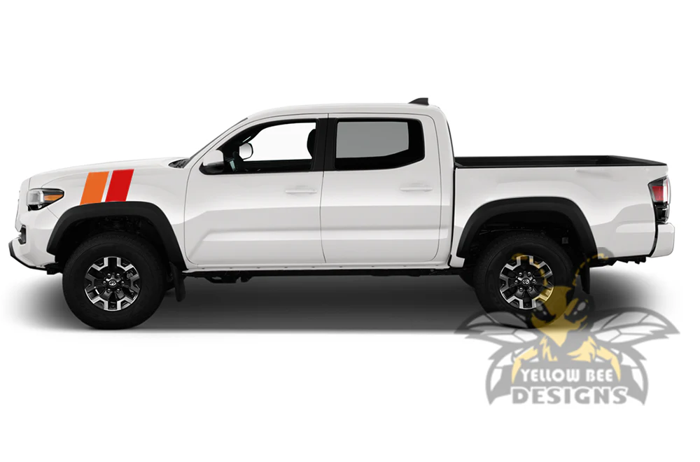 Fender Racing Dual retro vintage stripes (Orange, Red) Compatible with Toyota Tacoma - Image 2