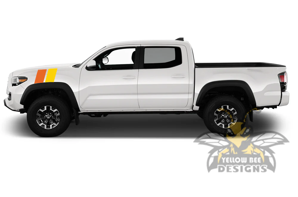 Fender Racing Dual retro vintage stripes (Orange, Yellow) Compatible with Toyota Tacoma - Image 2