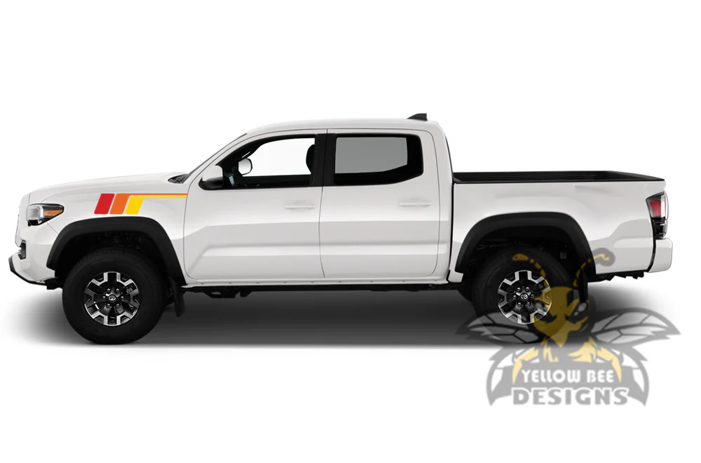 Fender Racing Dual retro vintage stripes (Red, Orange, Yellow) Compatible with Toyota Tacoma - Image 2