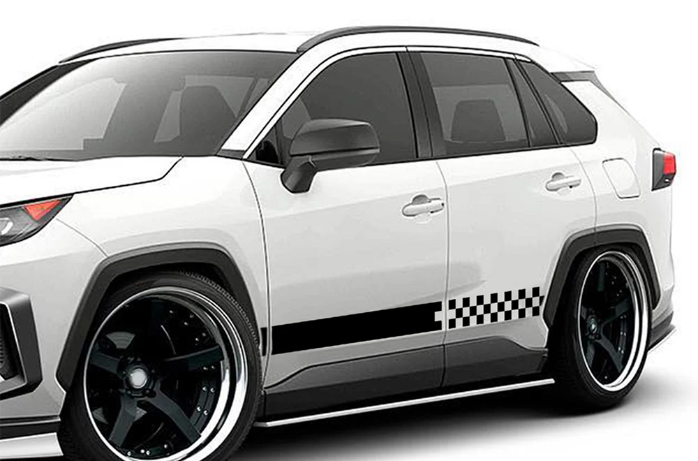 Finishing Flag Side Decals Graphics Stripes Vinyl Compatible with Toyota RAV4