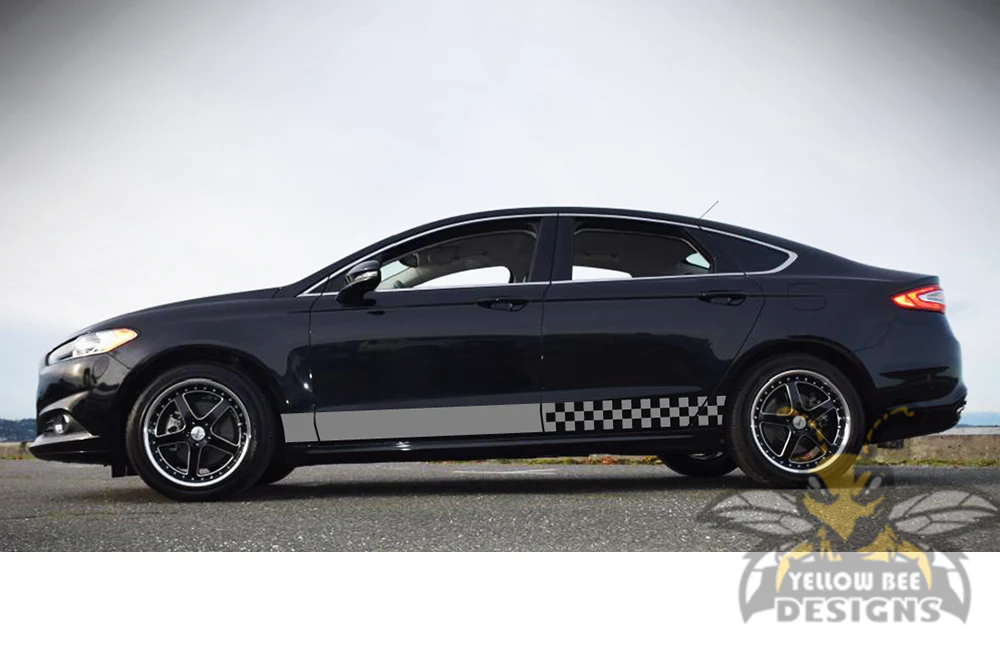 Finishing Flag Side Stripes Graphics Vinyl Decals Compatible with Ford Fusion - Image 3
