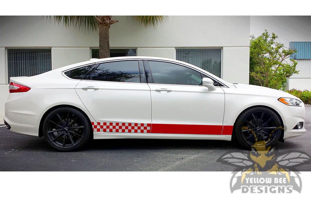 Finishing Flag Side Stripes Graphics Vinyl Decals Compatible with Ford Fusion - Image 5