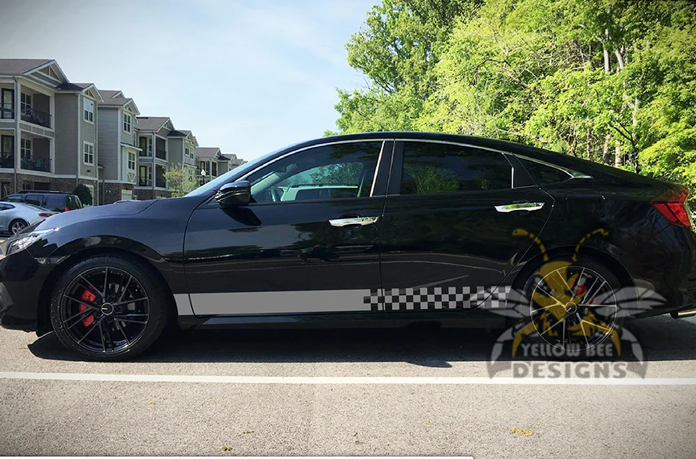 Finishing Flag Stripes Graphics Vinyl Decals Compatible with Honda Civic - Image 3