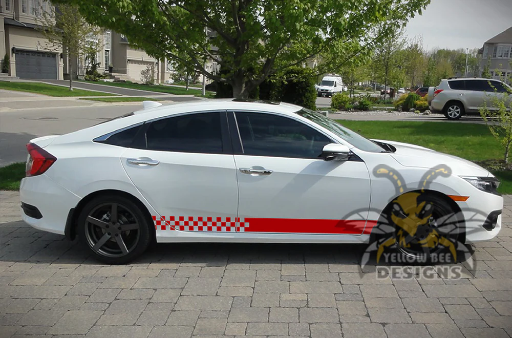 Finishing Flag Stripes Graphics Vinyl Decals Compatible with Honda Civic - Image 4