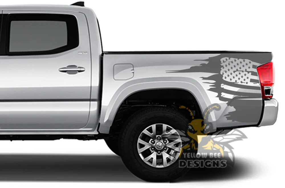 Flag USA Bed Graphics Kit Vinyl Decal Compatible with Toyota Tacoma Double Cab - Image 3