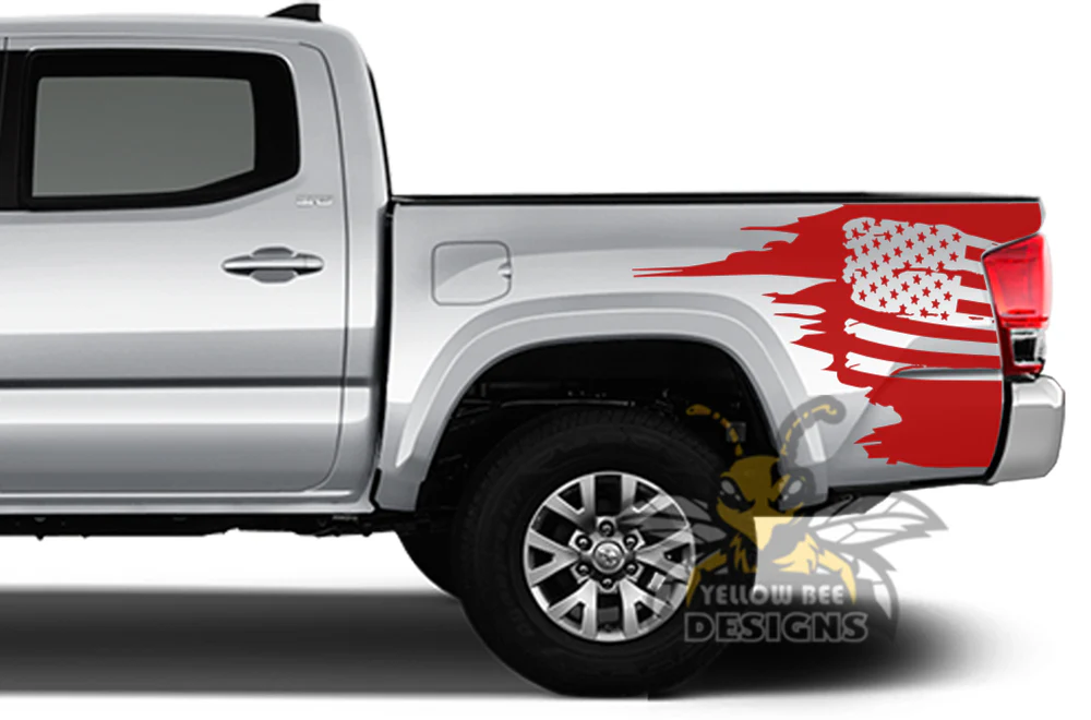 Flag USA Bed Graphics Kit Vinyl Decal Compatible with Toyota Tacoma Double Cab - Image 4