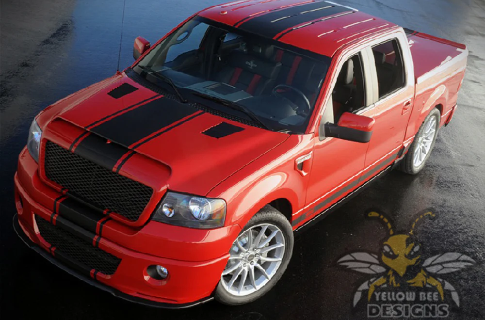 Front To Back Rally Stripes Graphics Vinyl Decals Compatible with Ford F150 Super Crew Cab 5.5'' - Image 2