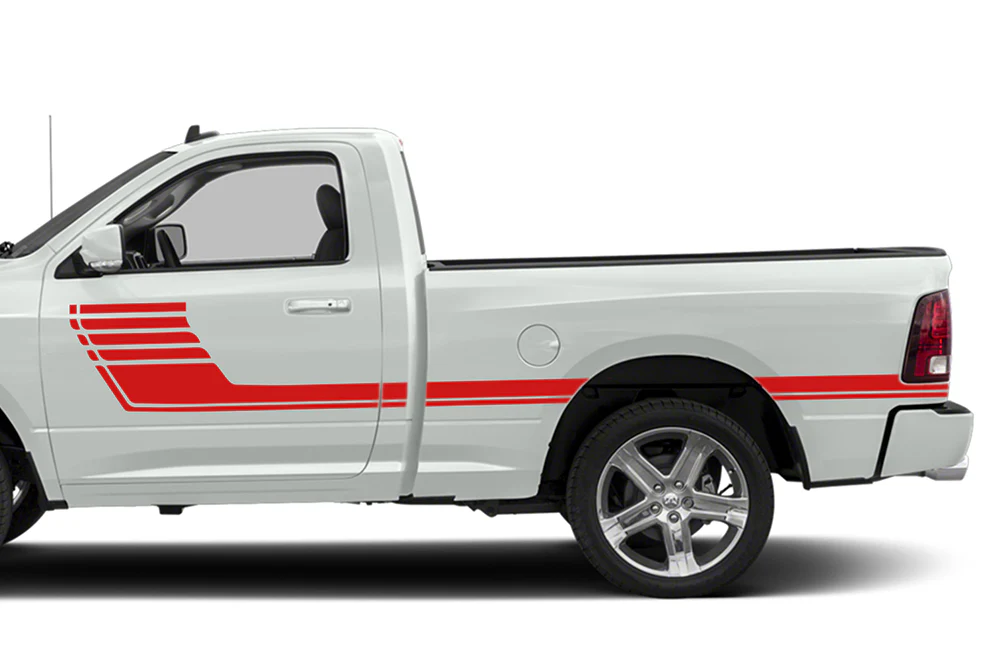 Full Door Hockey Stripes Graphics Vinyl Decals Compatible with Dodge Ram Regular Cab 1500