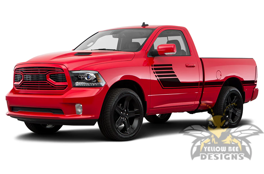 Full Door Hockey Stripes Graphics Vinyl Decals Compatible with Dodge Ram Regular Cab 1500 - Image 2