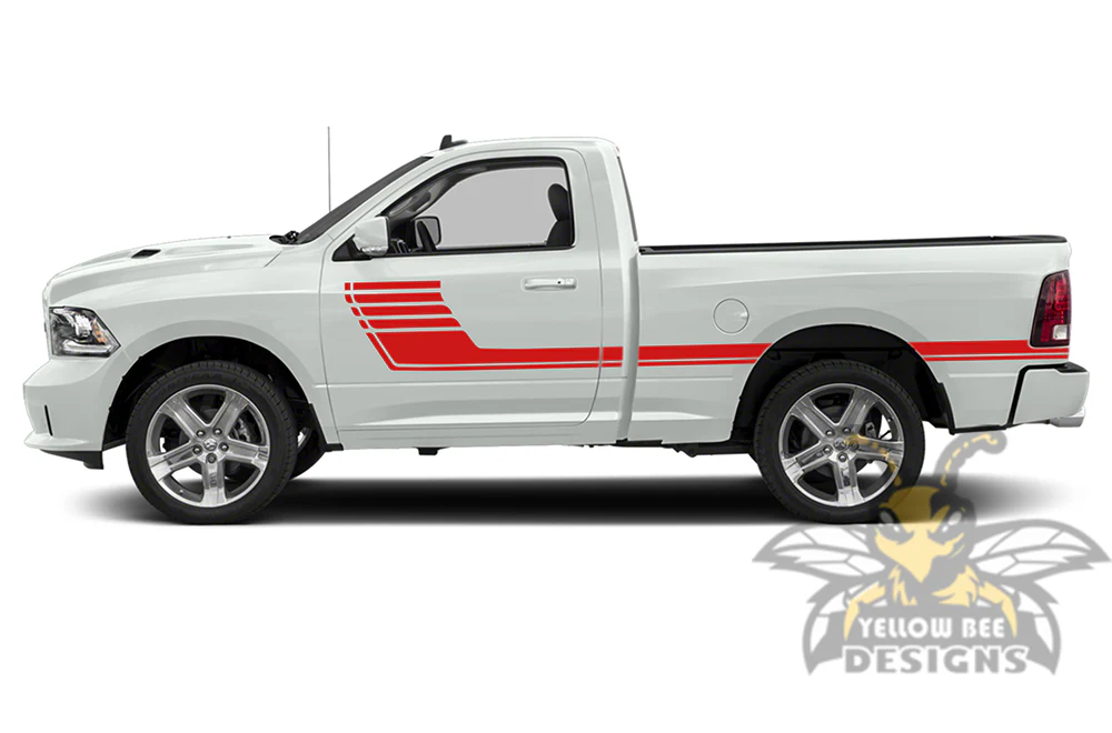 Full Door Hockey Stripes Graphics Vinyl Decals Compatible with Dodge Ram Regular Cab 1500 - Image 3