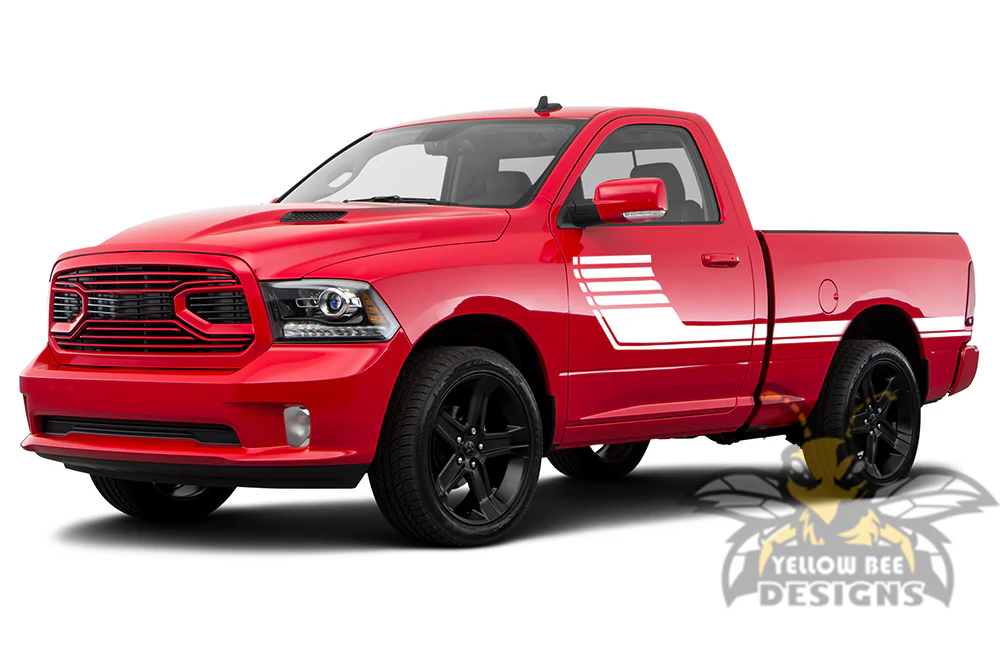 Full Door Hockey Stripes Graphics Vinyl Decals Compatible with Dodge Ram Regular Cab 1500 - Image 4