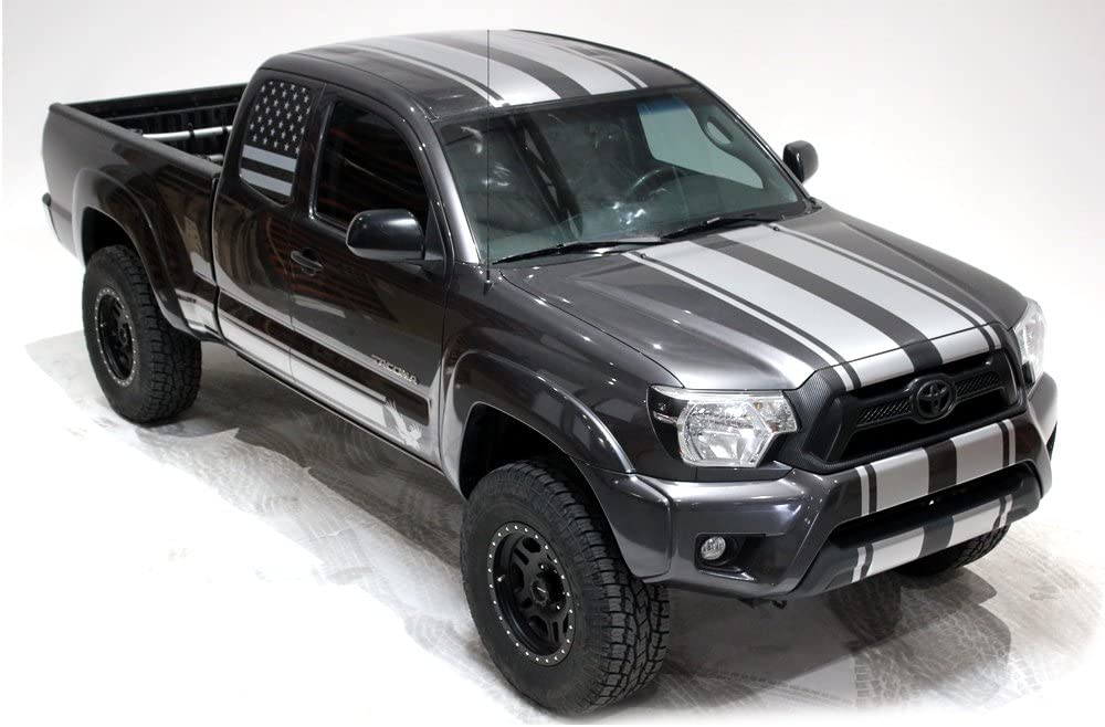 Full Racing Stripes Graphics Kit Vinyl Decal Compatible with Toyota Tacoma Double Cab - Image 4
