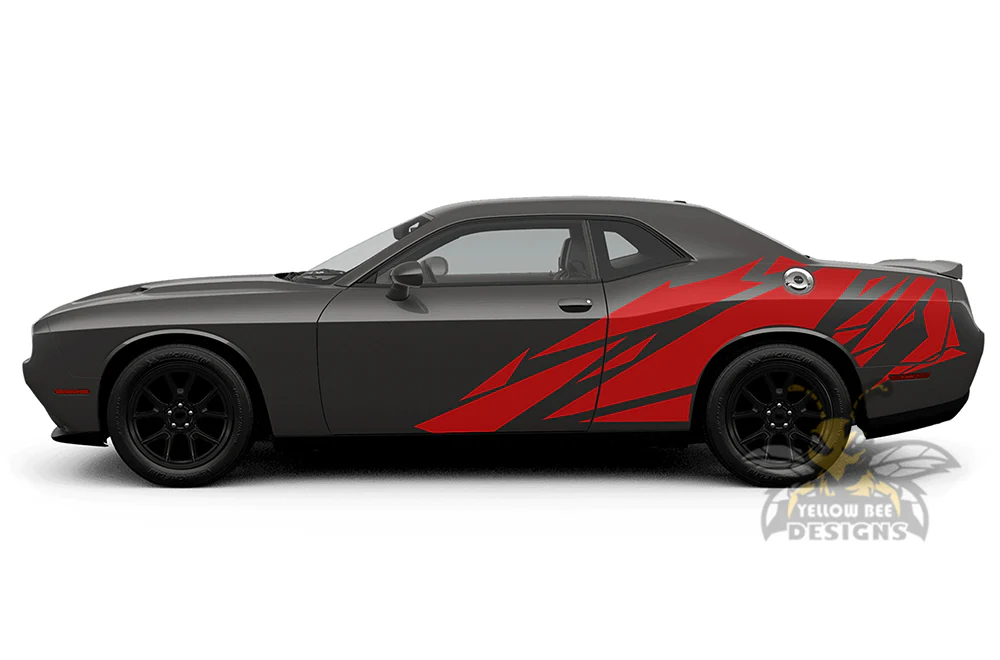 Geometric Pattern Side Graphics Vinyl Decals Compatible with Dodge Challenger - Image 2